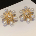  2023 C 18K Gold Diamond Pearl Earrings