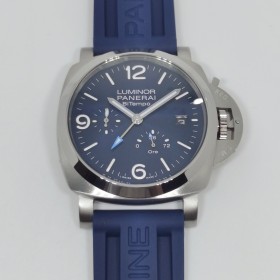 Panerai Luminor  BiTempo PAM01361 Working Power Reserve Automatic with Blue Dial-Rubber Strap