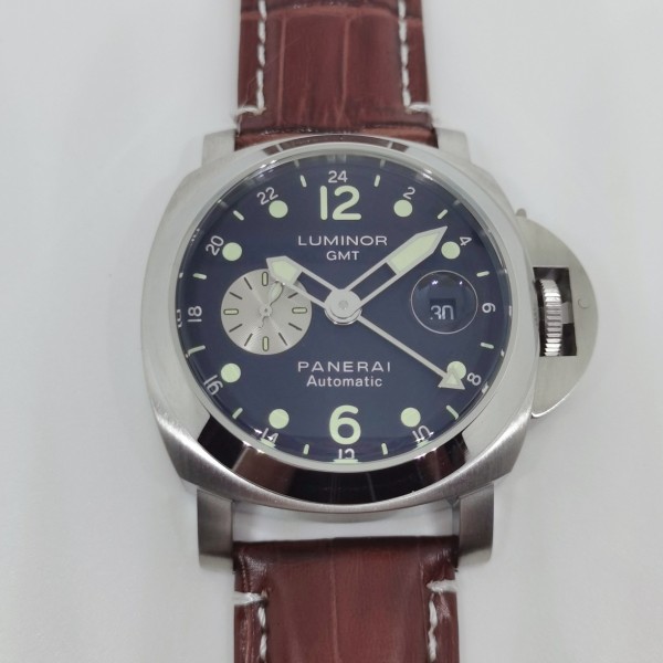 Panerai Luminor Special Edition Watch pam00156 GMT Fully automatic mechanical movement with Black Dial brown leather strap